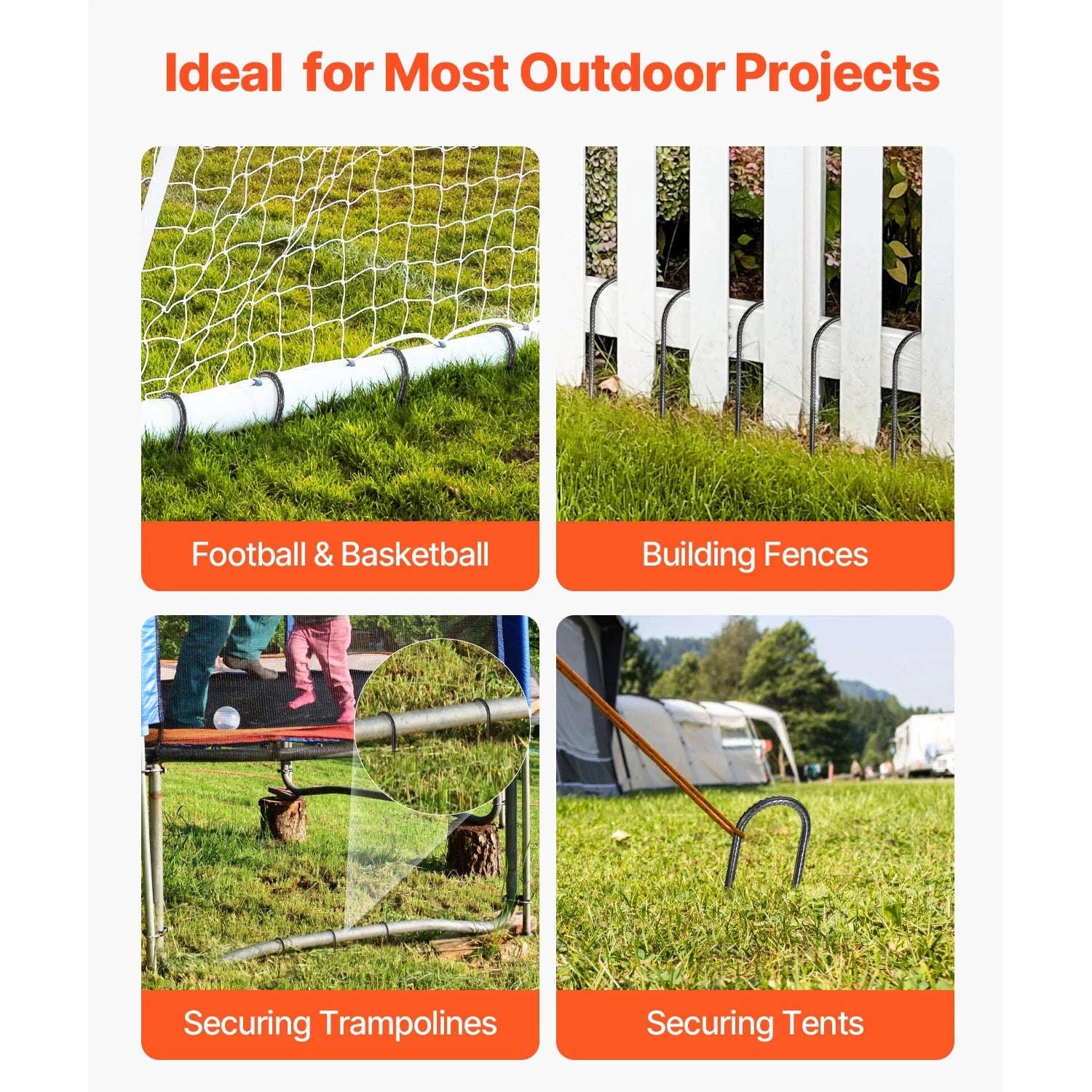 SucceBuy Rebar Stakes Galvanized Steel Ground Anchors with Chisel Point End & Rust-Resistant Coating for Gardening Support Fence-I 16in 16pcs / United States