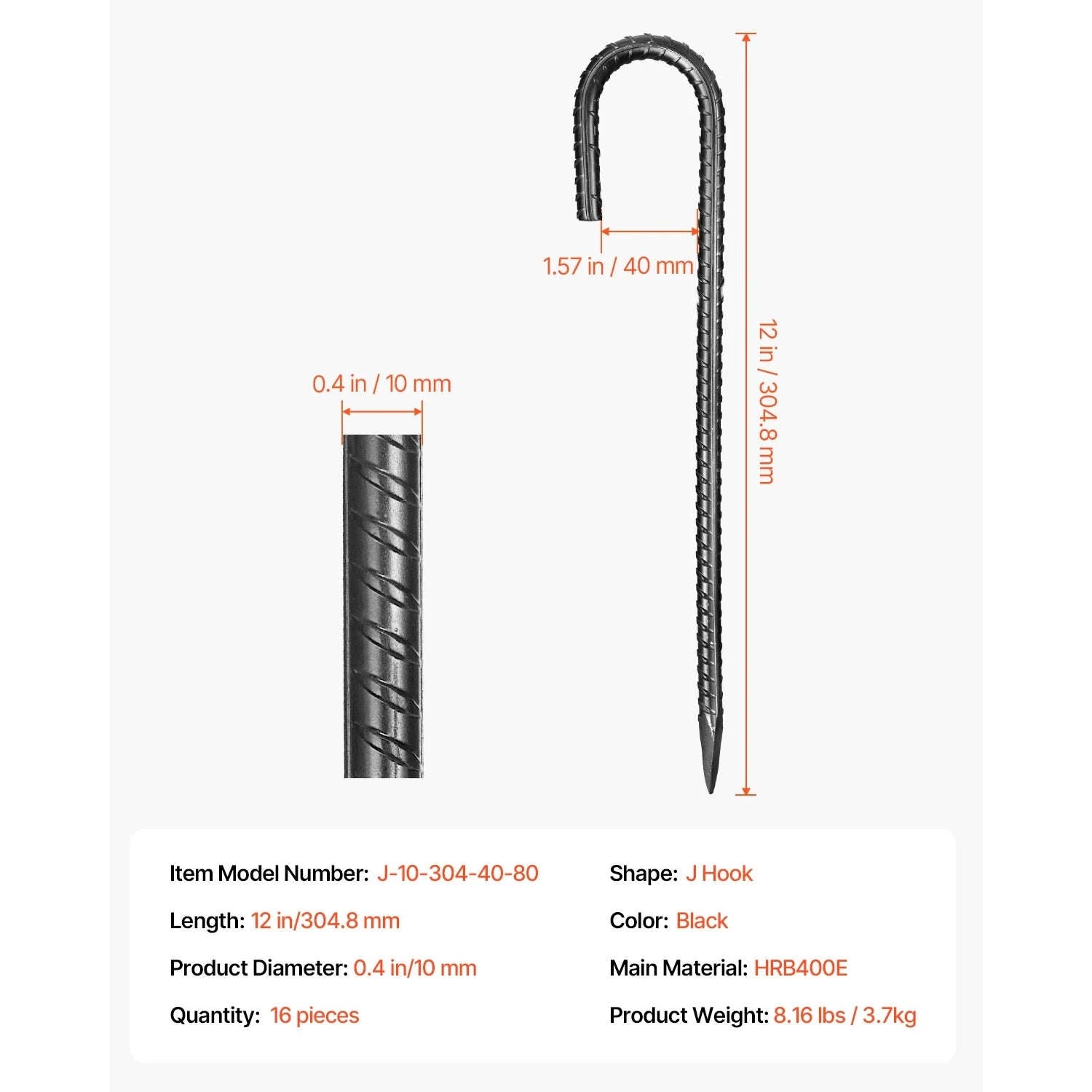 SucceBuy Rebar Stakes Galvanized Steel Ground Anchors with Chisel Point End & Rust-Resistant Coating for Gardening Support Fence-I 16in 16pcs / United States
