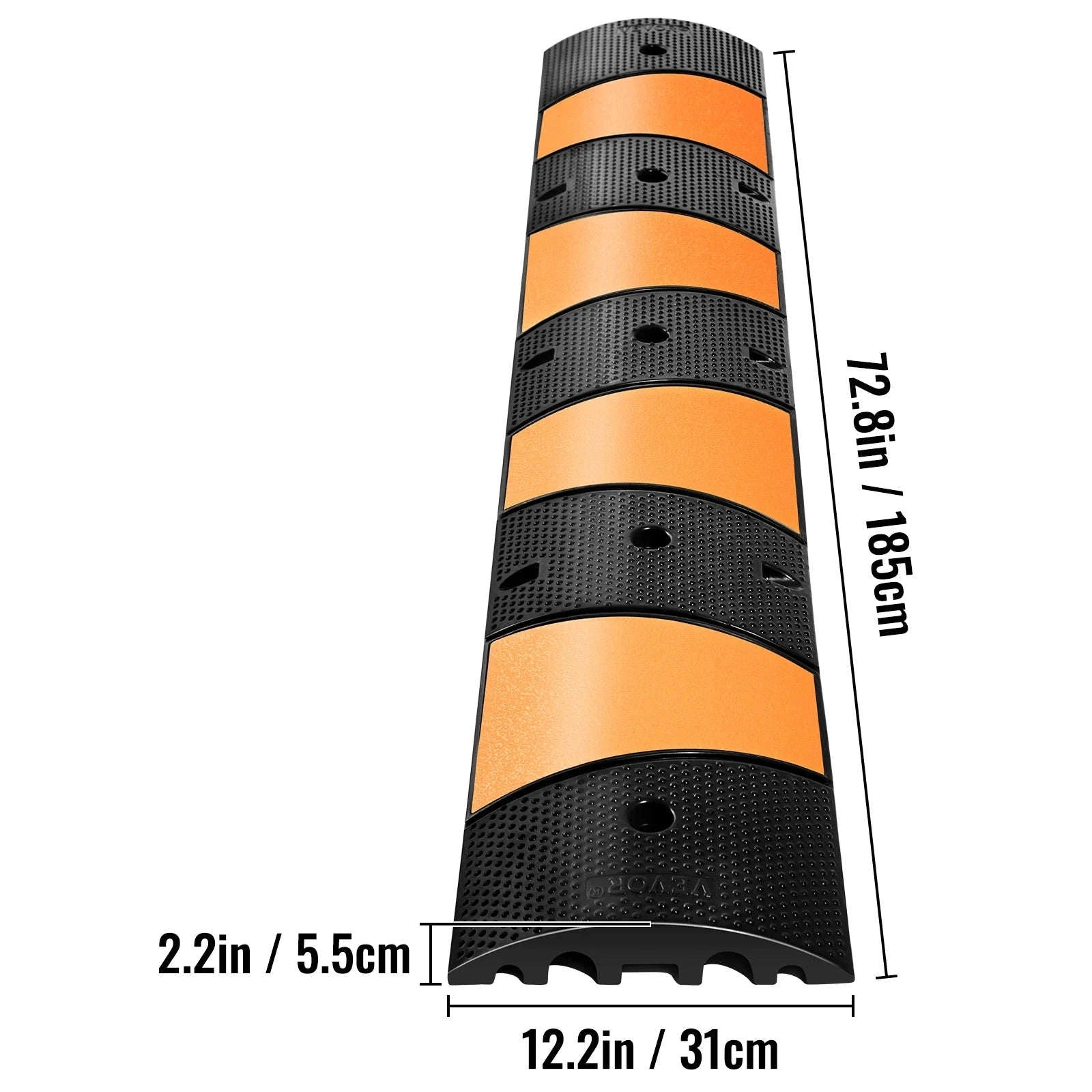 SucceBuy Rubber Speed Bump 2 Channel Speed Bump Hump 72.8x12.2x2.2 Garage Cable Ramp for Asphalt Concrete Gravel Driveway-6 FT-1 PCs / Poland