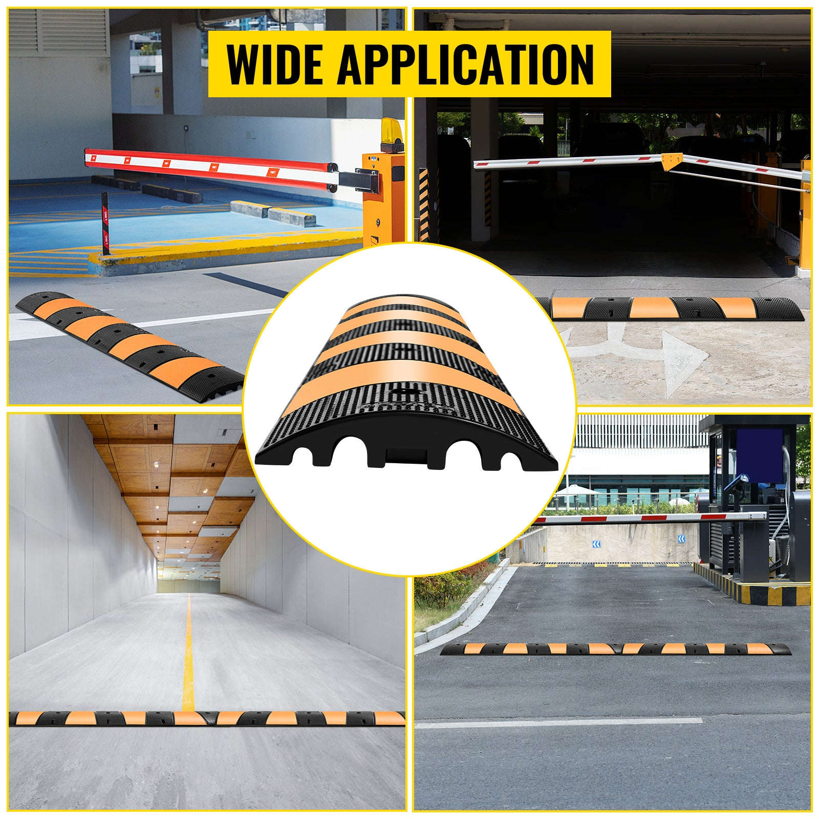 SucceBuy Rubber Speed Bump 2 Channel Speed Bump Hump 72.8x12.2x2.2 Garage Cable Ramp for Asphalt Concrete Gravel Driveway-6 FT-1 PCs / Poland