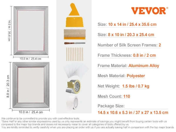 SucceBuy Screen Printing Kit with Aluminum Frames and Mesh-3 Different Pieces / Poland