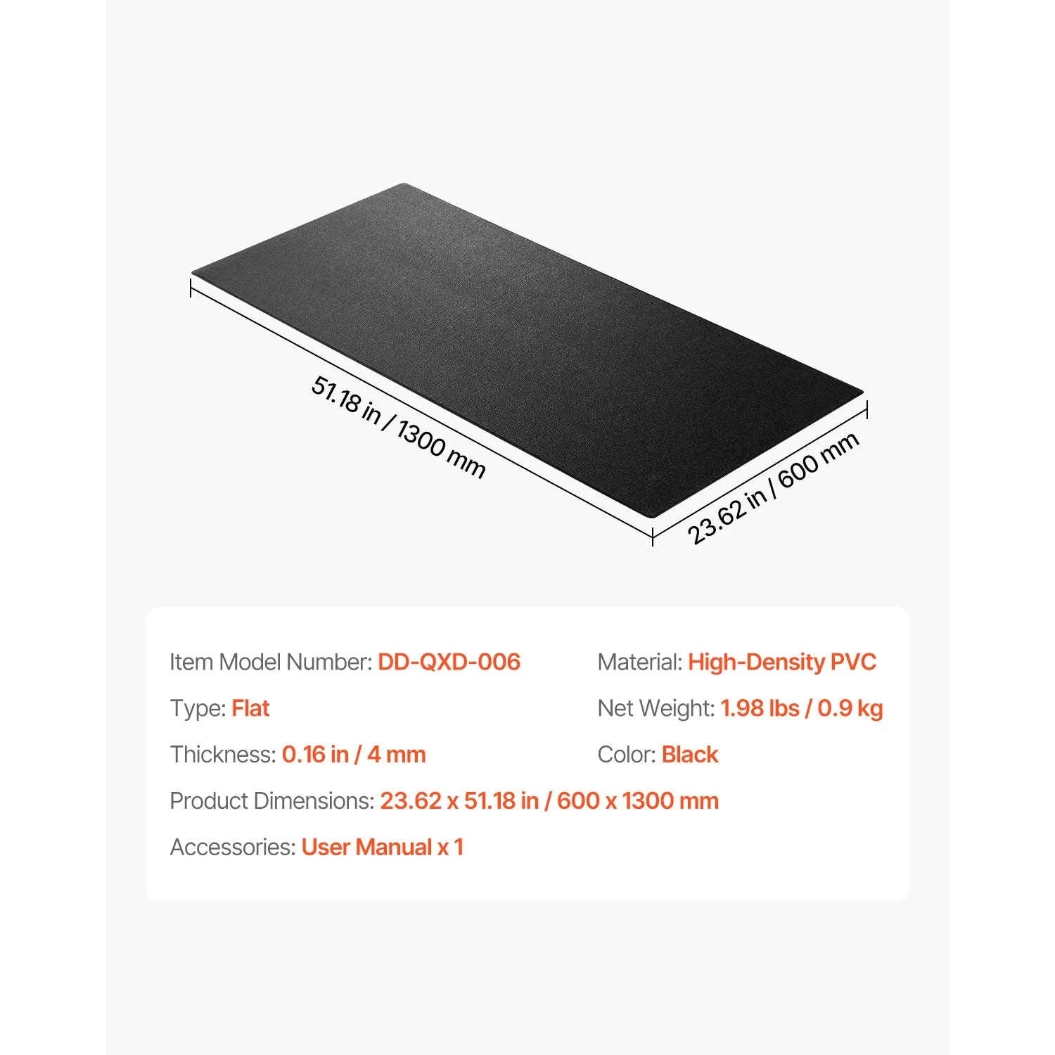 SucceBuy Treadmill Mat for Carpet Floor 0.16/0.24 in Thickness High Density PVC Waterproof Non-slip Mat for Elliptical Home Gym-23.62x51.18in 0.16in / United States