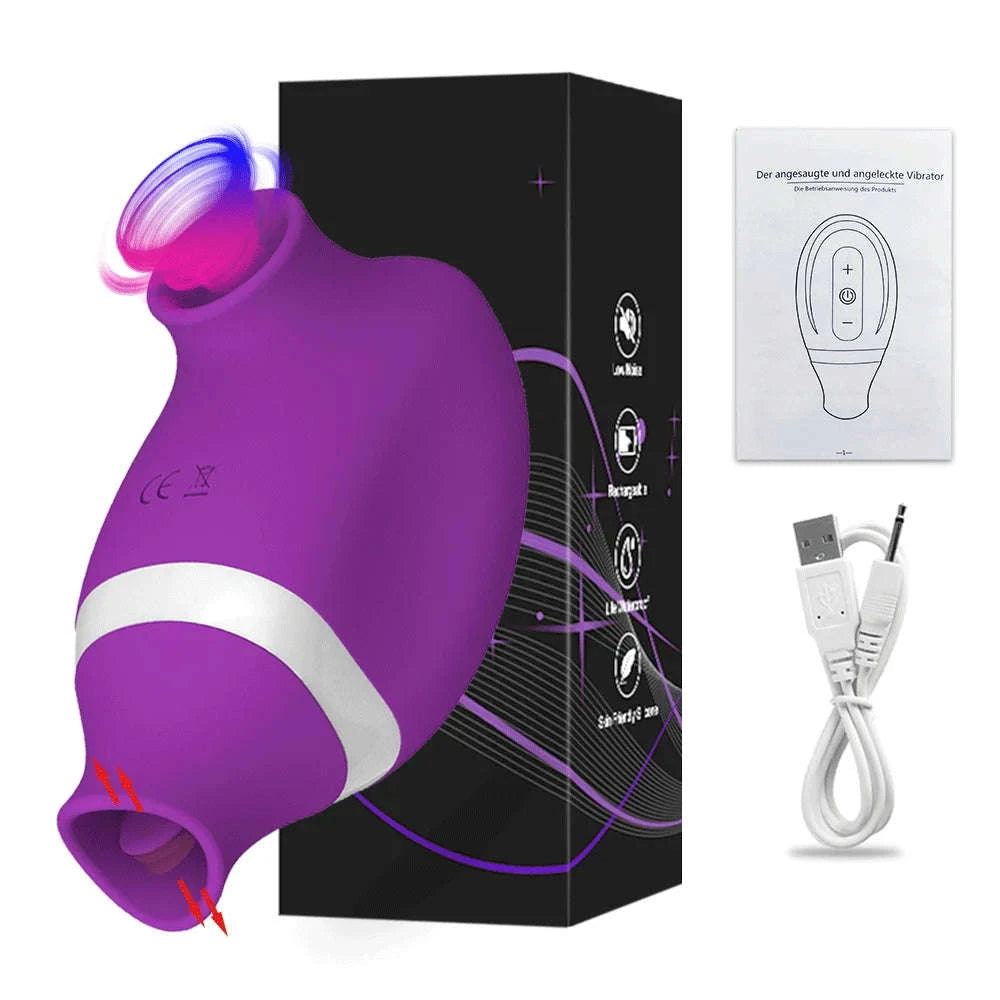 Sucking Licking Vibrator 2‑in‑1 for Intimate Pleasure-GM02-PU / China Mainland