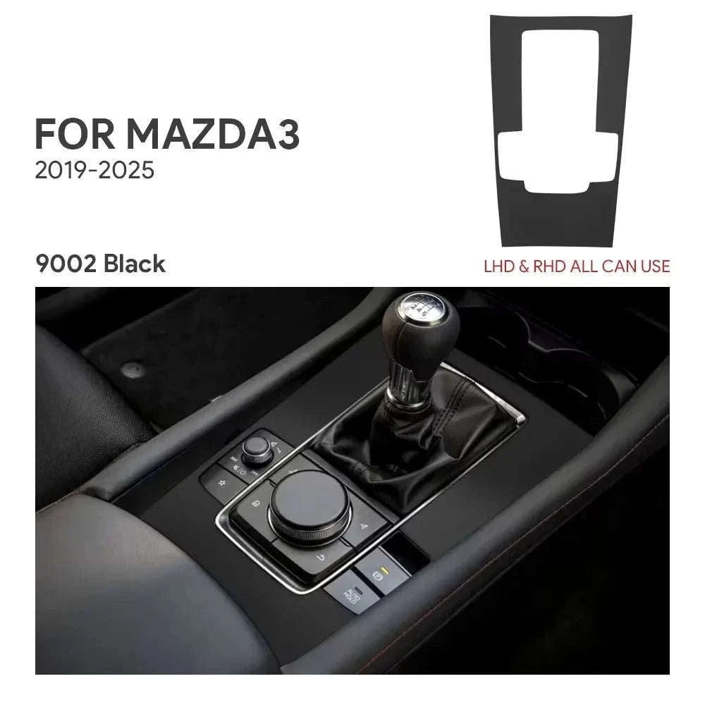 Suede Gear Shift Panel Sticker for Mazda 3 Axela 2019-2025-Black LHD RHD / Germany