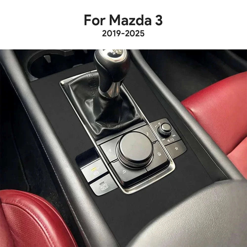 Suede Gear Shift Panel Sticker for Mazda 3 Axela 2019-2025-Black LHD RHD / Germany