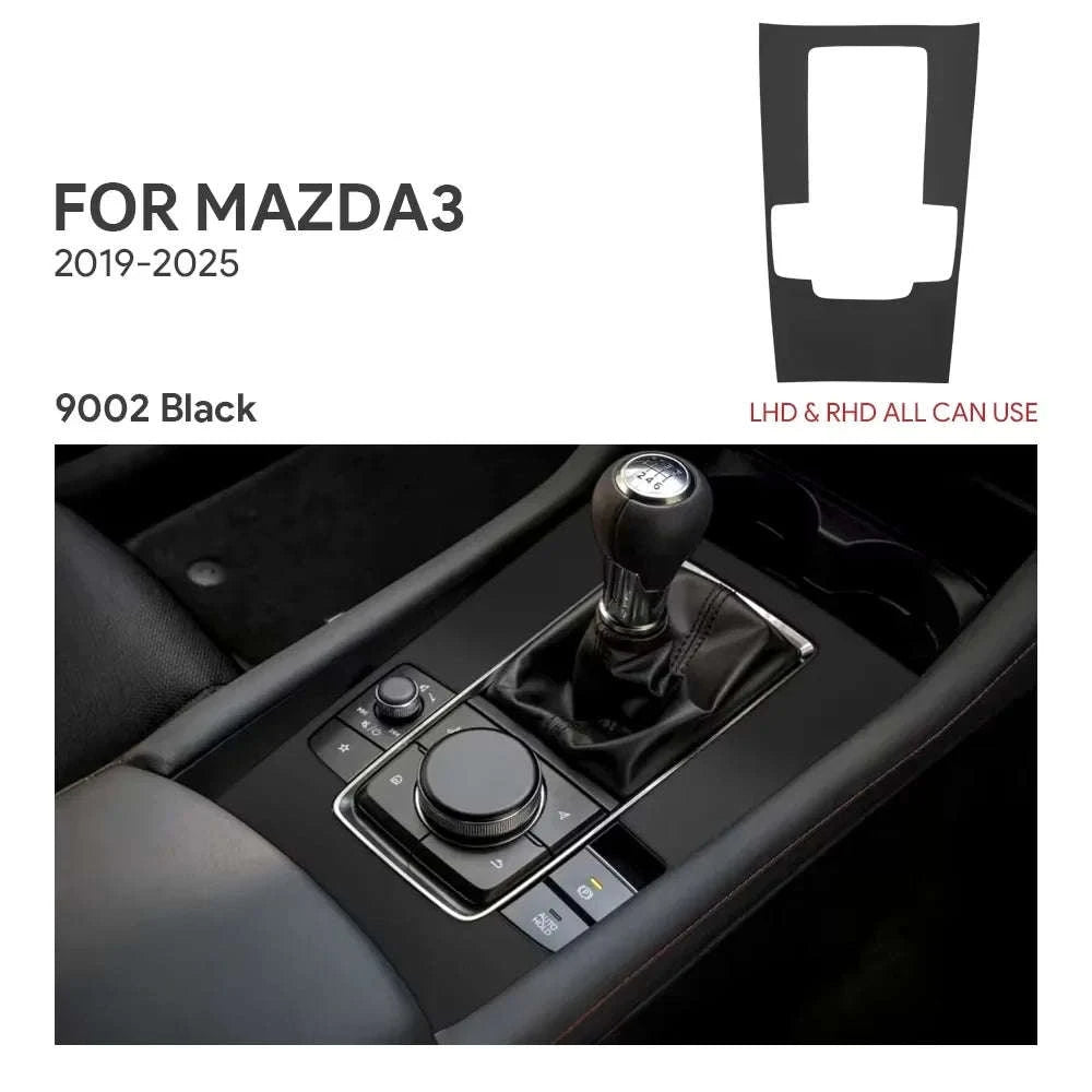 Suede Gear Shift Panel Sticker for Mazda 3 Axela 2019-2025-Black LHD RHD / Germany