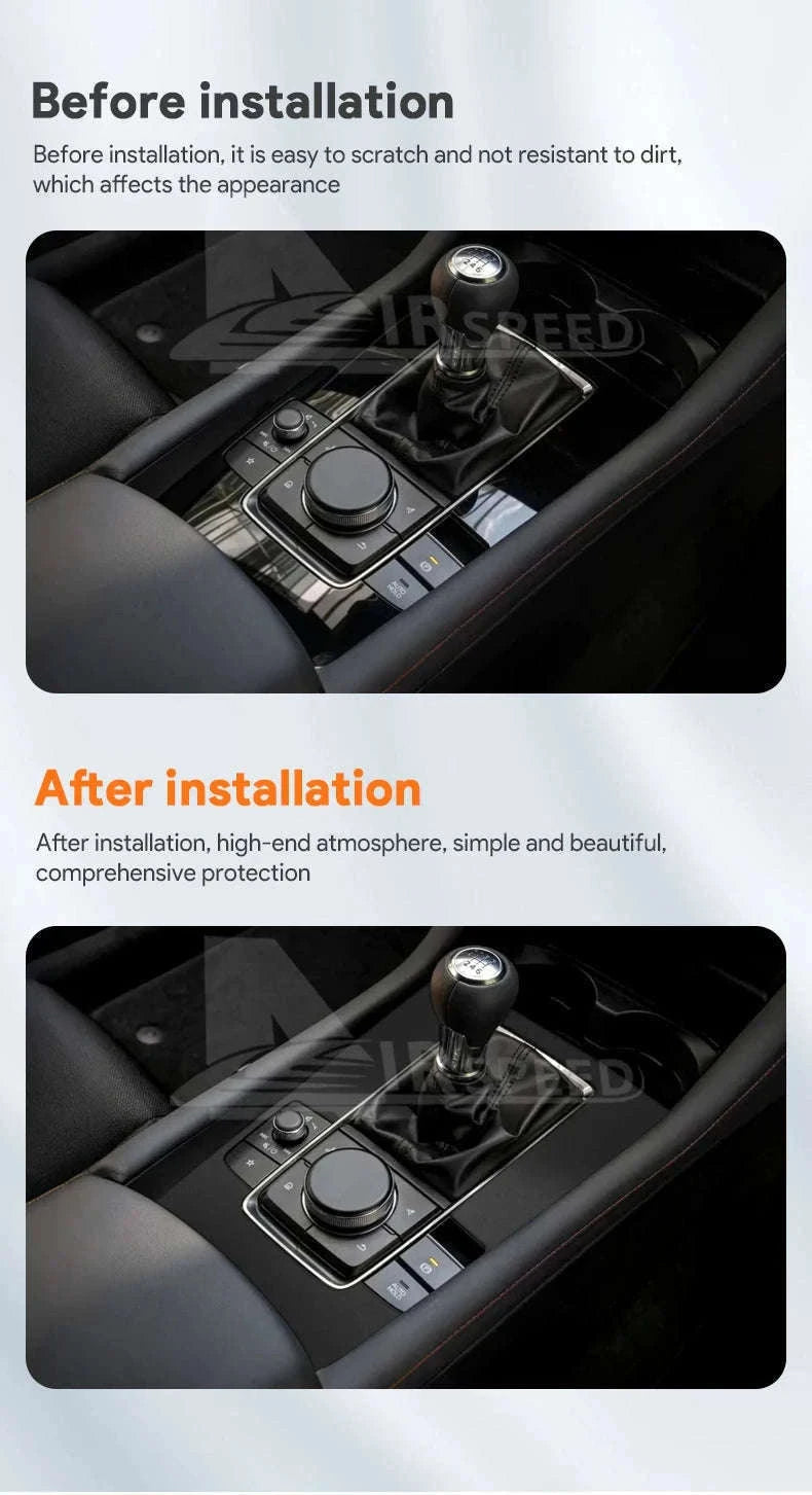 Suede Gear Shift Panel Sticker for Mazda 3 Axela 2019-2025-Black LHD RHD / Germany
