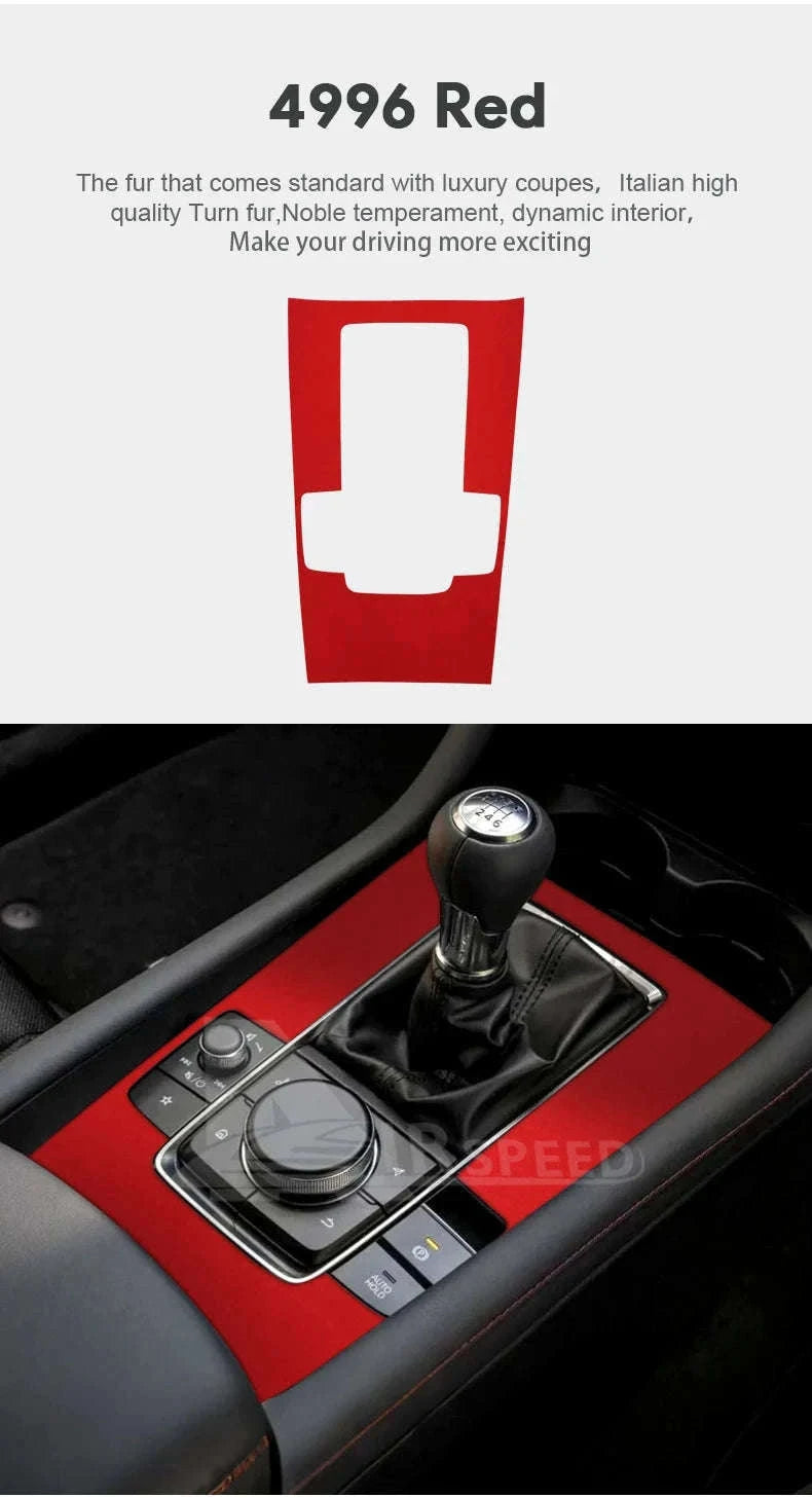 Suede Gear Shift Panel Sticker for Mazda 3 Axela 2019-2025-Black LHD RHD / Germany