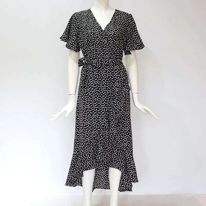 Summer Beach Boho Floral Maxi Dress-green / XL
