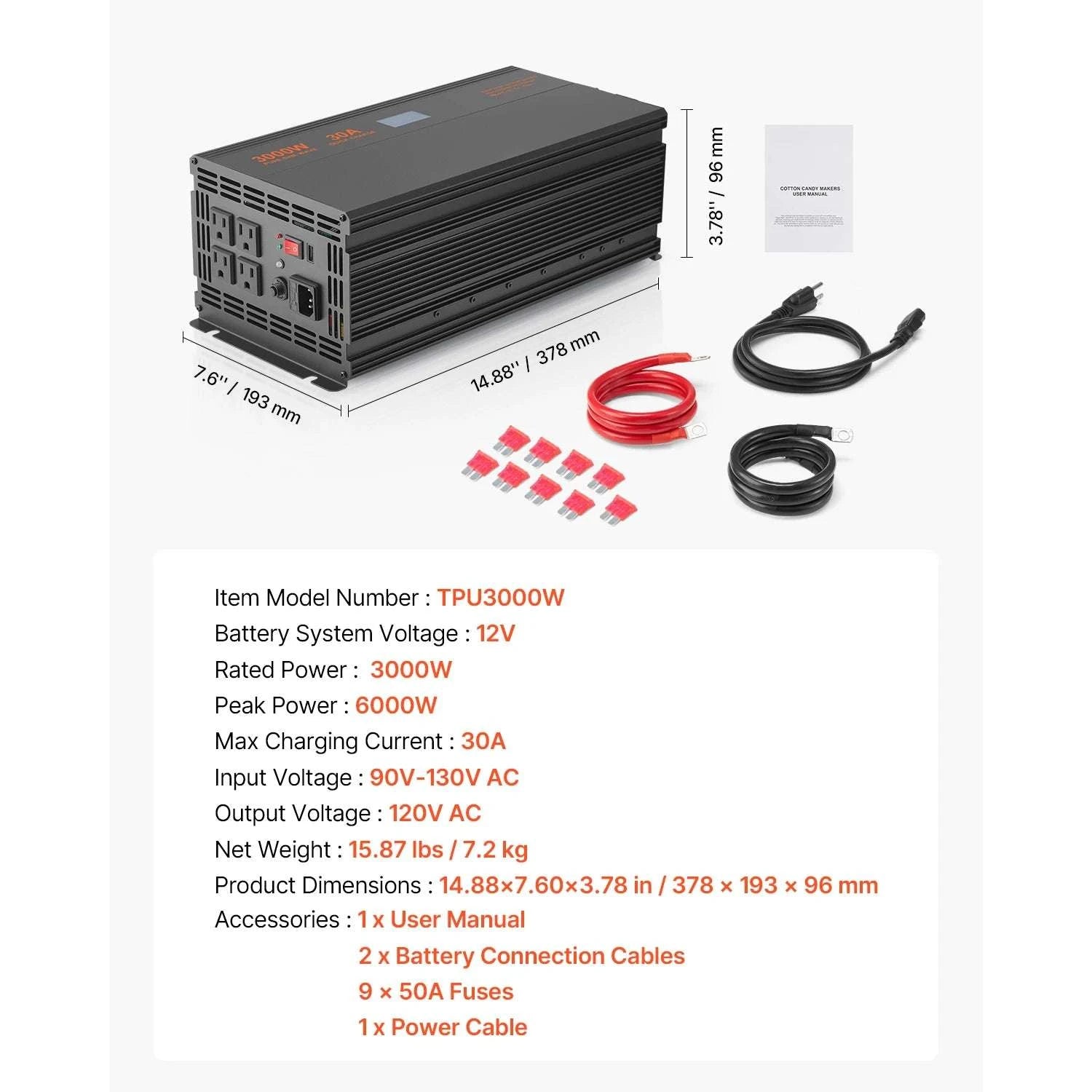 Sump Pump Battery Backup System 1500W / 3000W Auto Switch-3000W / United States