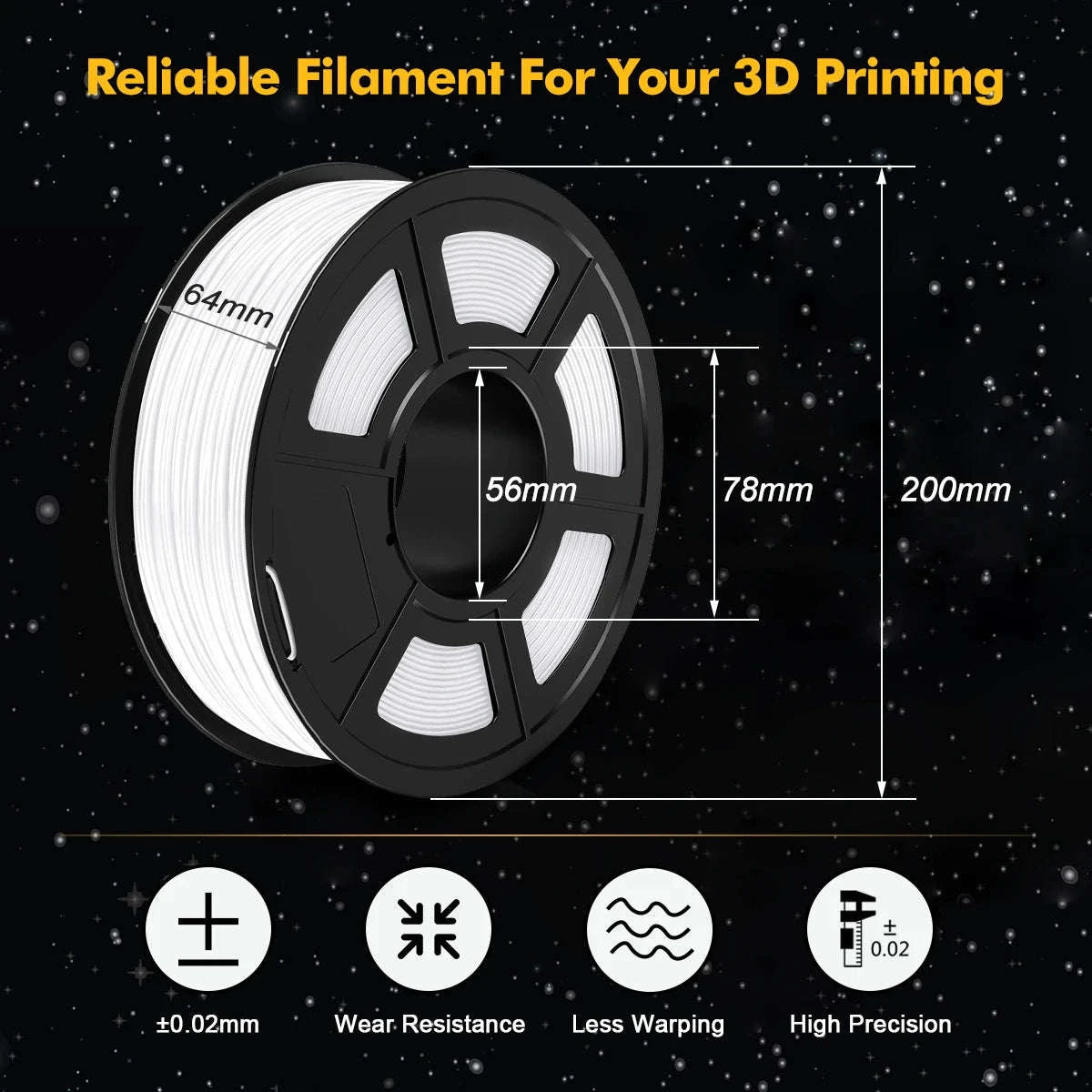 SUNLU PETG 3D Filament 1KG (3 Rolls) 1.75mm-PETG-WT-3KG / United States