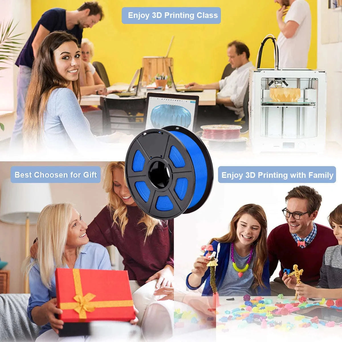 SUNLU PETG 3D Filament 1KG (3 Rolls) 1.75mm-PETG-WT-3KG / United States