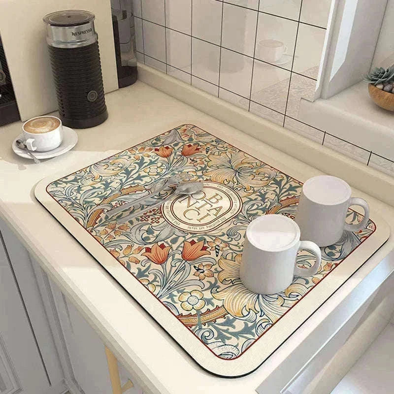 Super Absorbent Diatom Mud Drying Mat for Cleaner Countertops-Summer Monsoon / 60x50cm