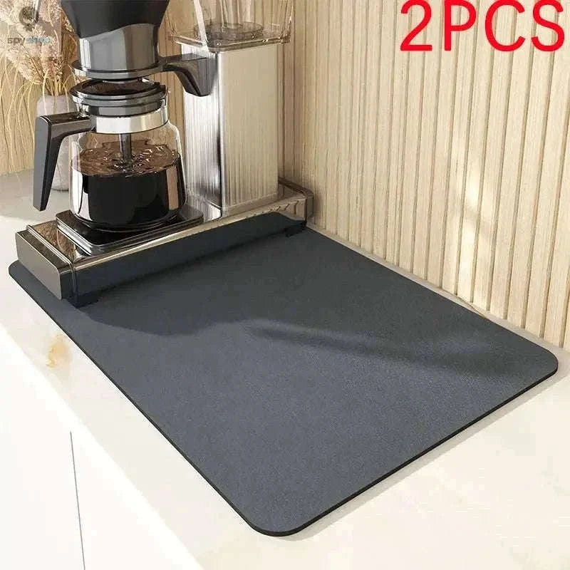 Super Absorbent Kitchen Drying Mat with Non-Slip Moisture Control-black-2PCS / 20X30CM