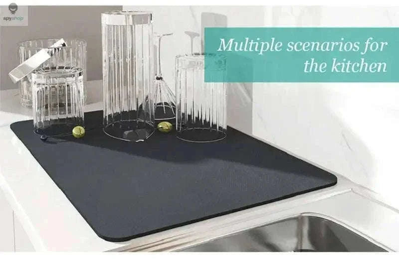 Super Absorbent Kitchen Drying Mat with Non-Slip Moisture Control-black-2PCS / 20X30CM