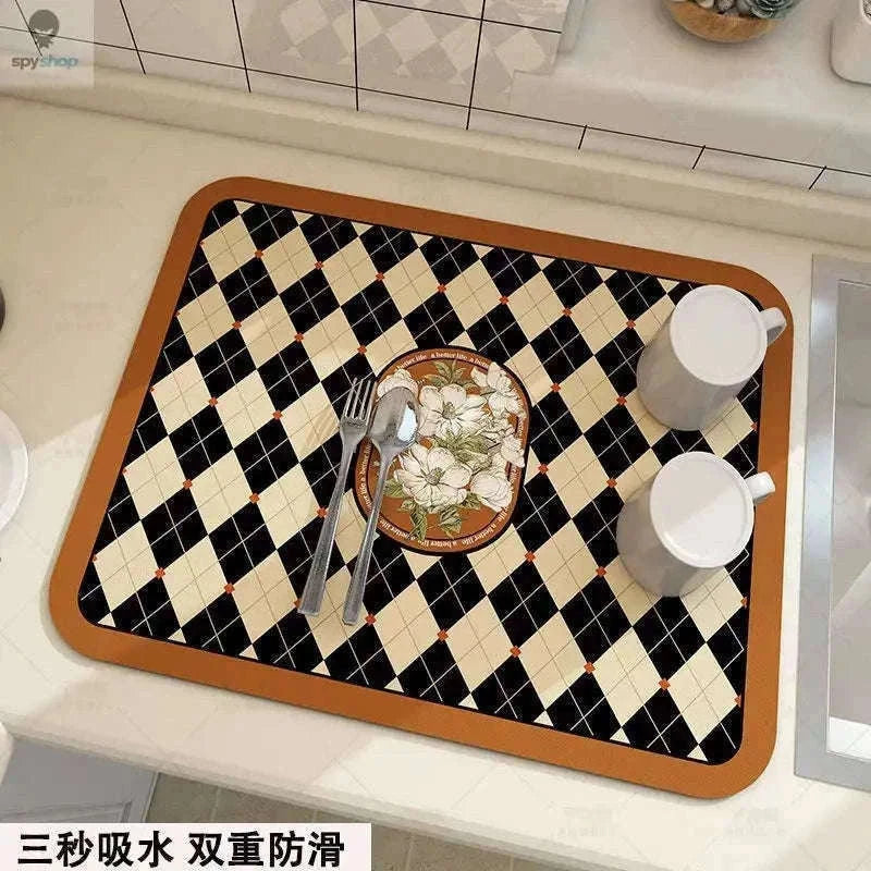 Super Absorbent Kitchen Drying Mat with Non-Slip Moisture Control-black-2PCS / 20X30CM