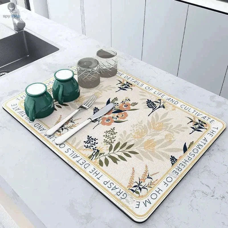 Super Absorbent Kitchen Drying Mat with Non-Slip Moisture Control-black-2PCS / 20X30CM