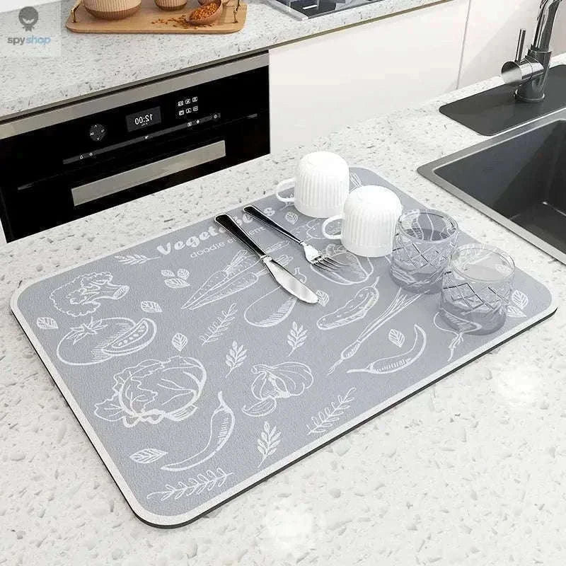 Super Absorbent Kitchen Drying Mat with Non-Slip Moisture Control-black-2PCS / 20X30CM