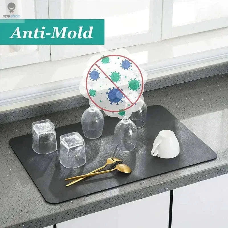 Super Absorbent Kitchen Drying Mat with Non-Slip Moisture Control-black-2PCS / 20X30CM