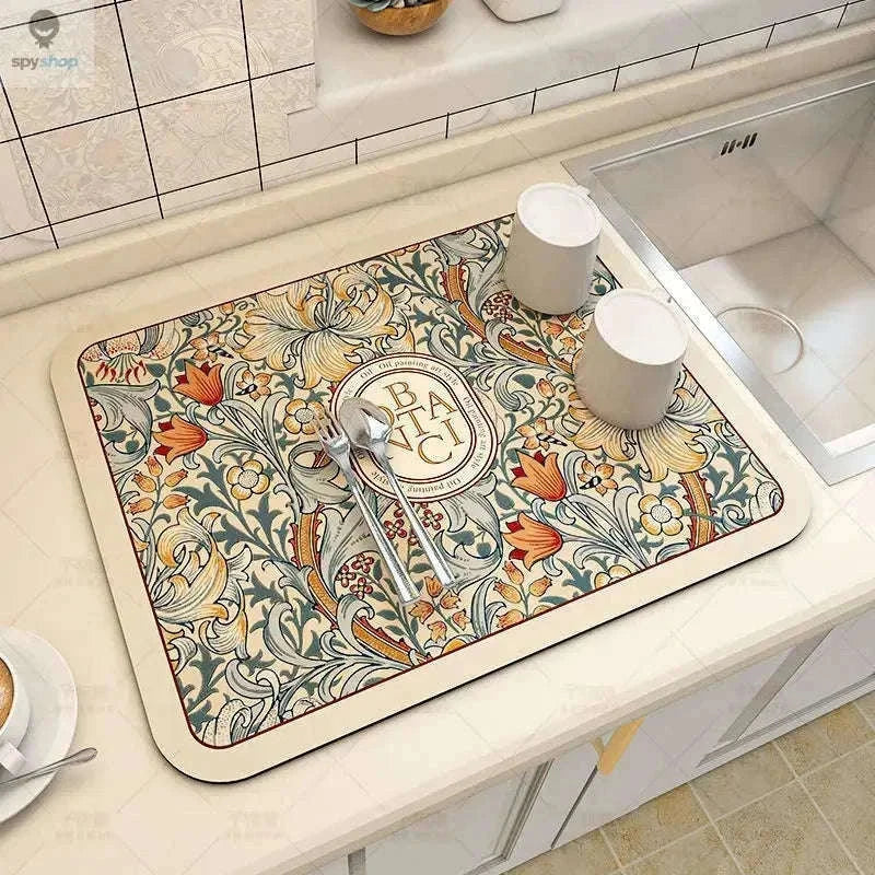 Super Absorbent Kitchen Drying Mat with Non-Slip Moisture Control-