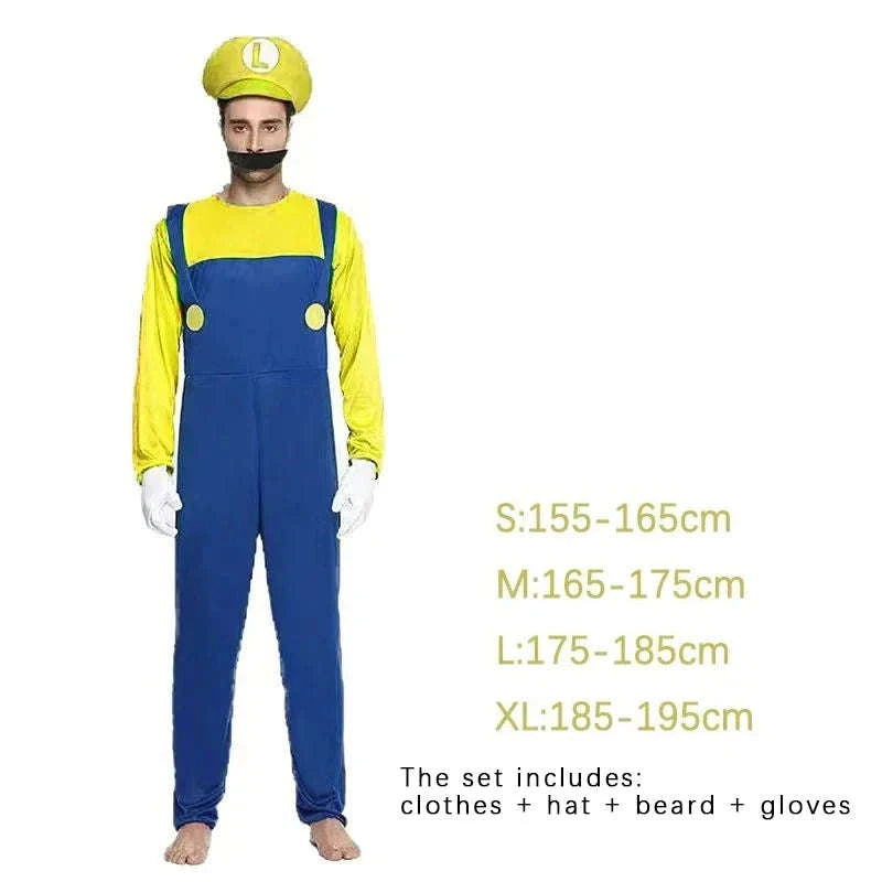 Super Mario Luigi Costume Set for Adults-Woman Green Suit / L