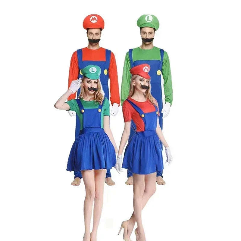Super Mario Luigi Costume Set for Adults-Woman Green Suit / L
