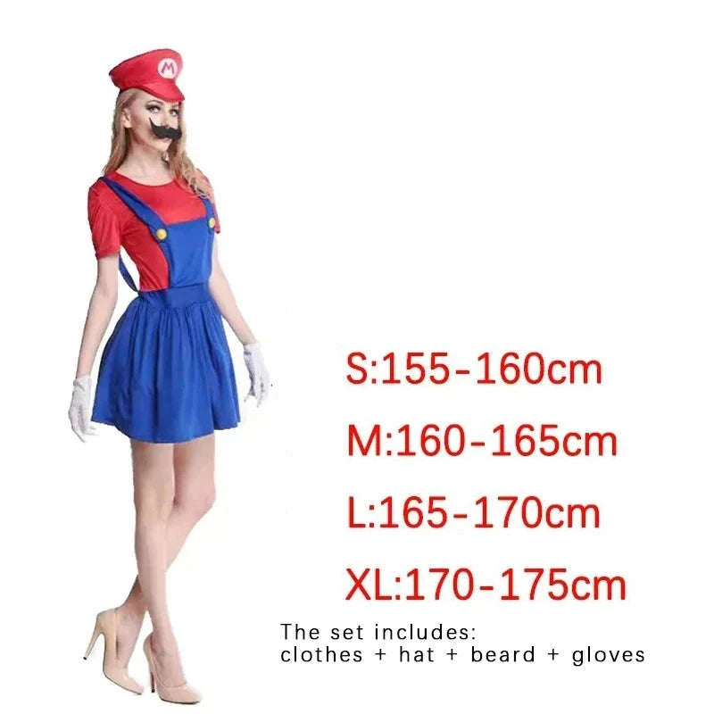 Super Mario Luigi Costume Set for Adults-Woman Green Suit / L