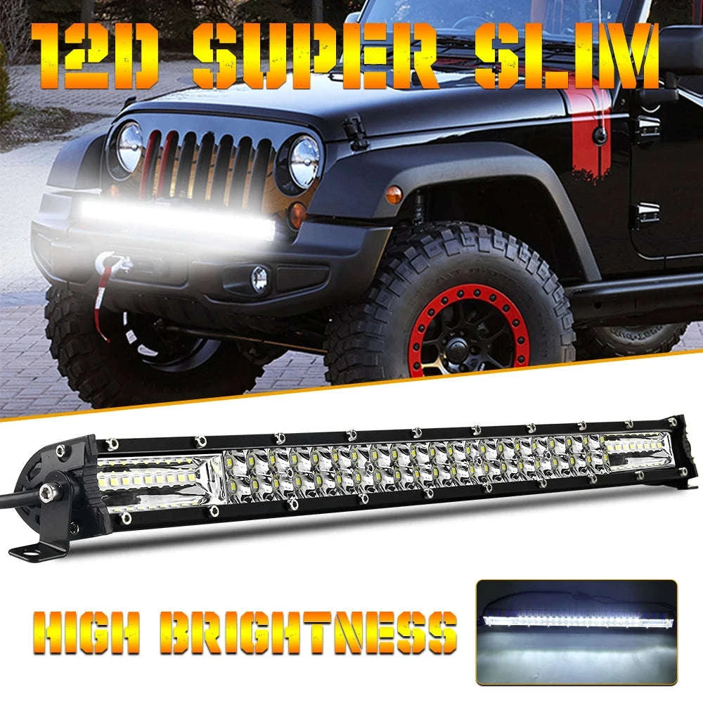 Super Slim Dual Row LED Light Bar Combo Beam 12V 24V-12D 7 inch 60W