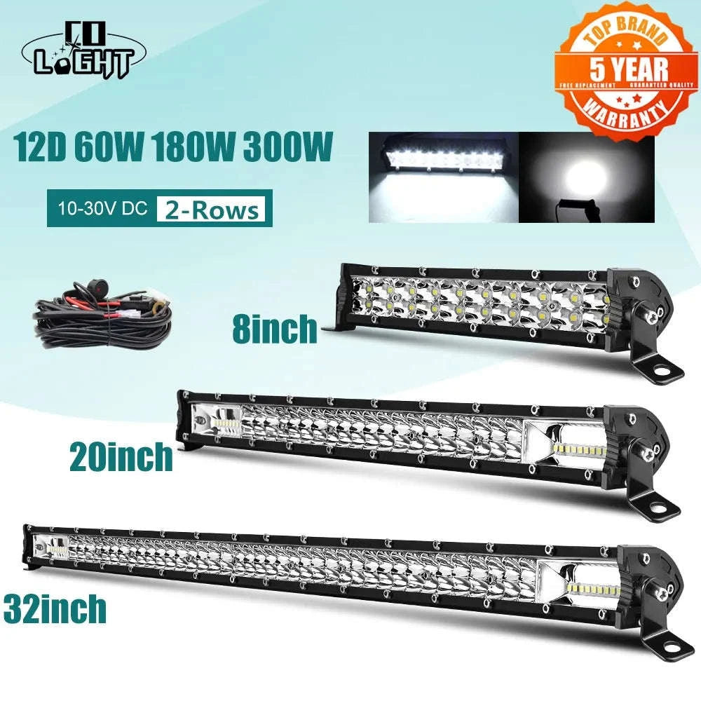 Super Slim Dual Row LED Light Bar Combo Beam 12V 24V-12D 7 inch 60W