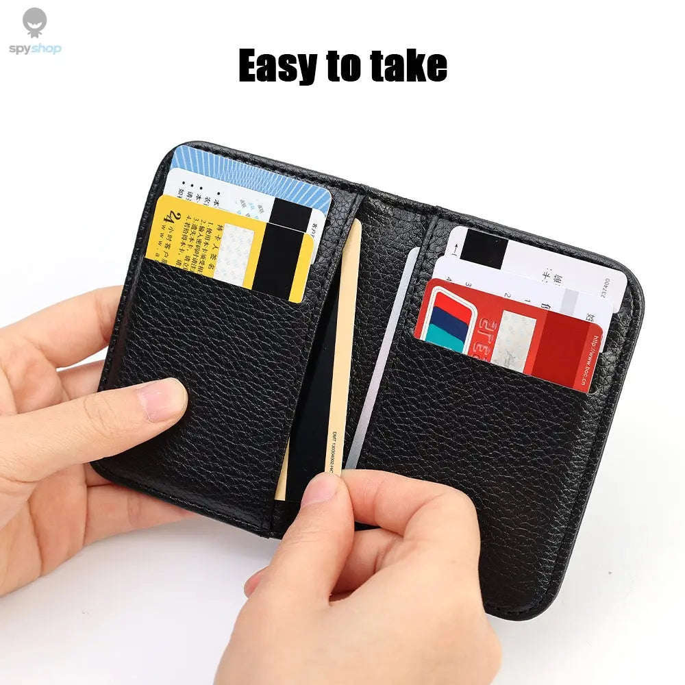 Super Slim PU Leather Card Wallet for Everyday Carry-black