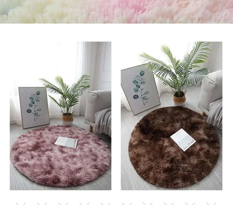 Super Soft Plush Round Rug Mat-blue / 100x100cm