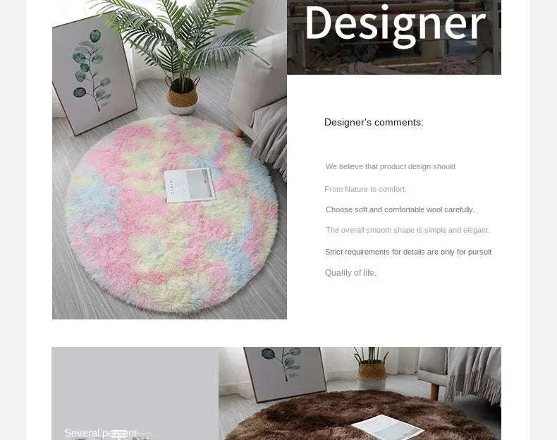 Super Soft Plush Round Rug Mat-blue / 100x100cm