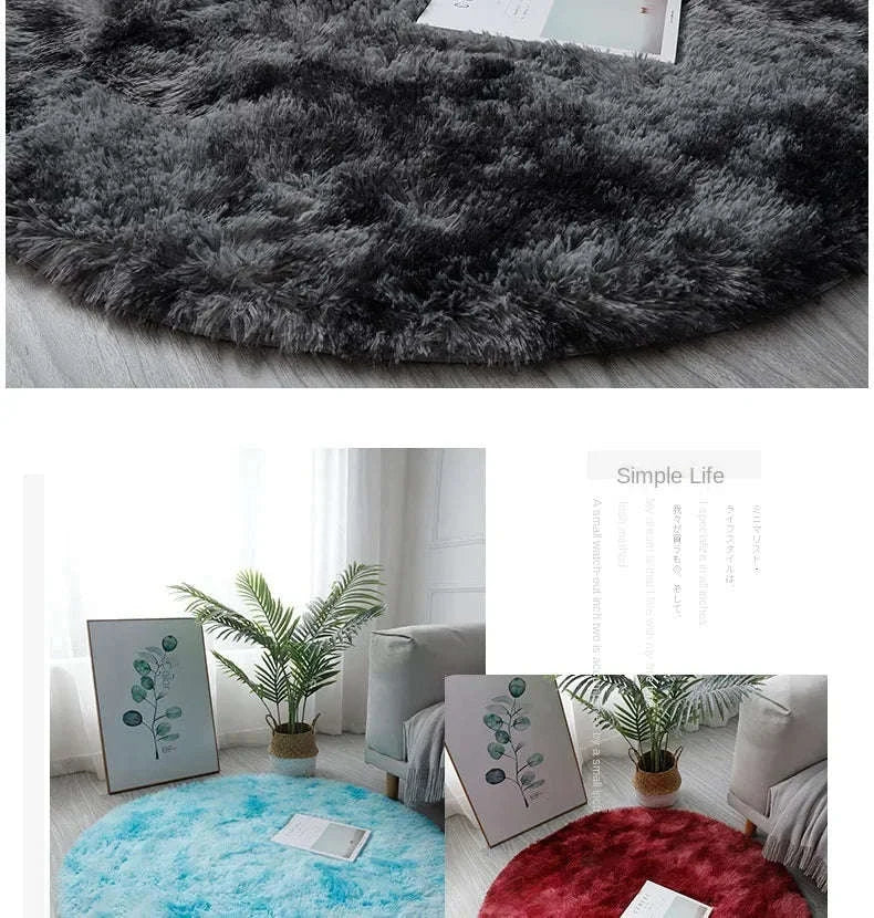 Super Soft Plush Round Rug Mat-blue / 100x100cm
