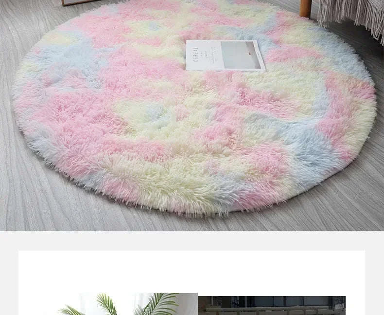 Super Soft Plush Round Rug Mat-blue / 100x100cm