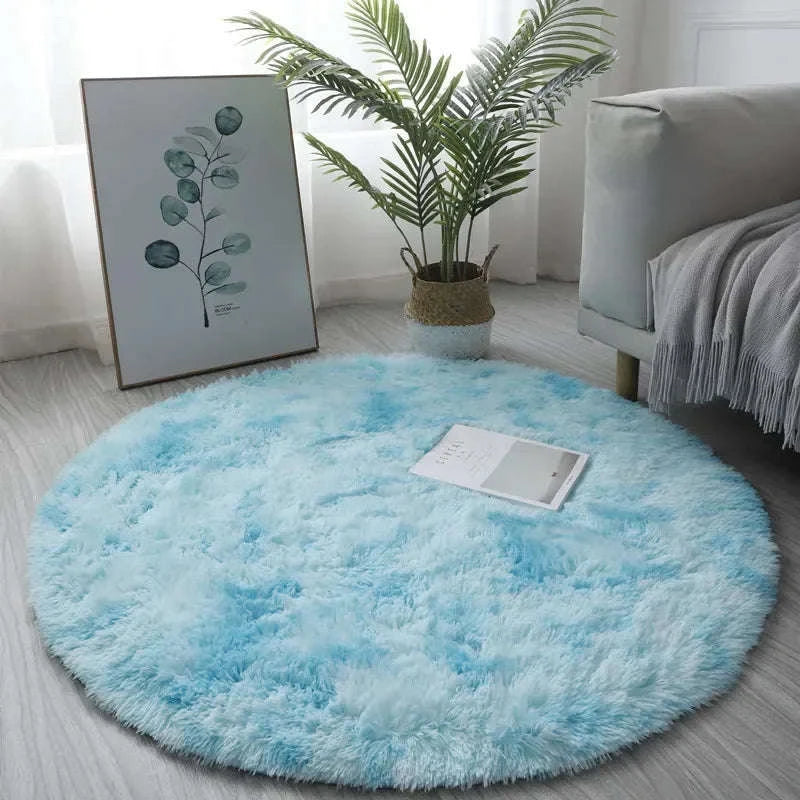 Super Soft Plush Round Rug Mat-blue / 100x100cm