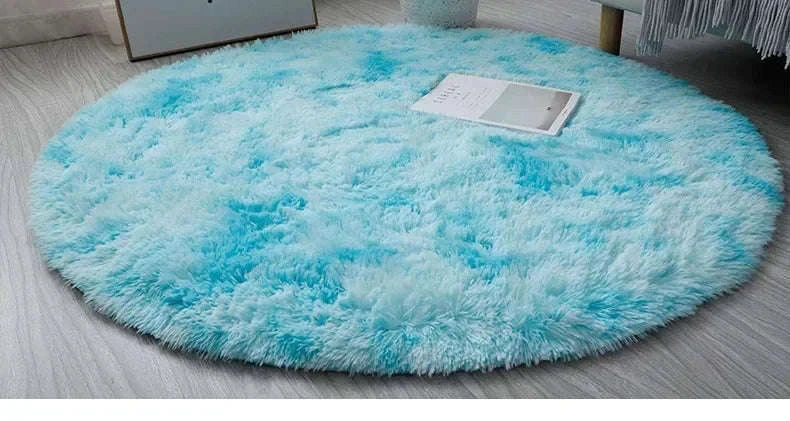 Super Soft Plush Round Rug Mat for Cozy Home Comfort-blue / 100x100cm