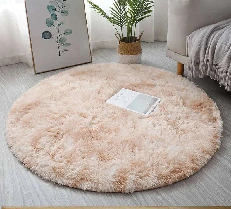 Super Soft Plush Round Rug Mat for Cozy Home Comfort-blue / 100x100cm