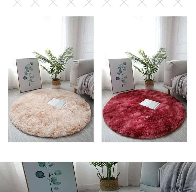 Super Soft Plush Round Rug Mat for Cozy Home Comfort-blue / 100x100cm