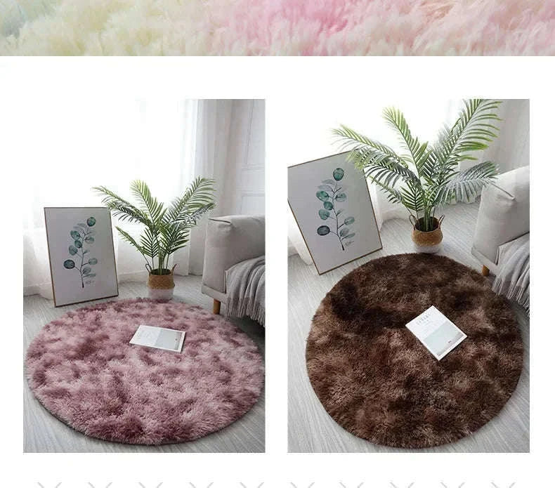 Super Soft Plush Round Rug Mat for Cozy Home Comfort-blue / 100x100cm