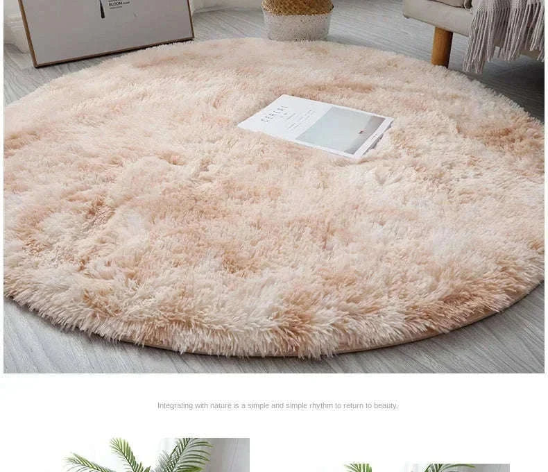 Super Soft Plush Round Rug Mat for Cozy Home Comfort-blue / 100x100cm