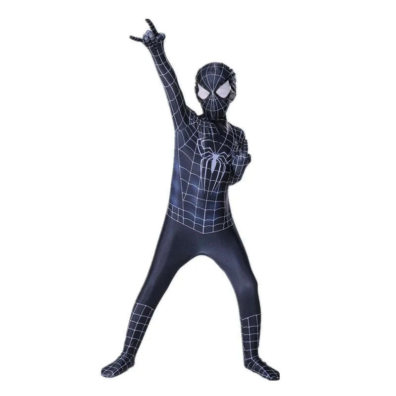 Superhero Black Spider Jumpsuit Costume-120 / 01