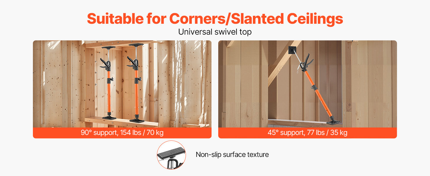 Adjustable Cabinet Jack Support Pole 19–114in Steel Lift Rod