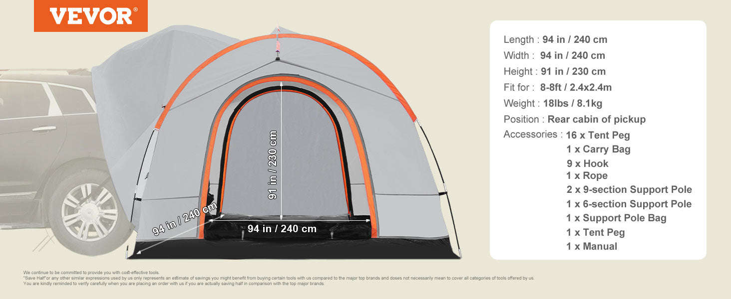 SUV Camping Tent Attachment for Rear Hatch-United States