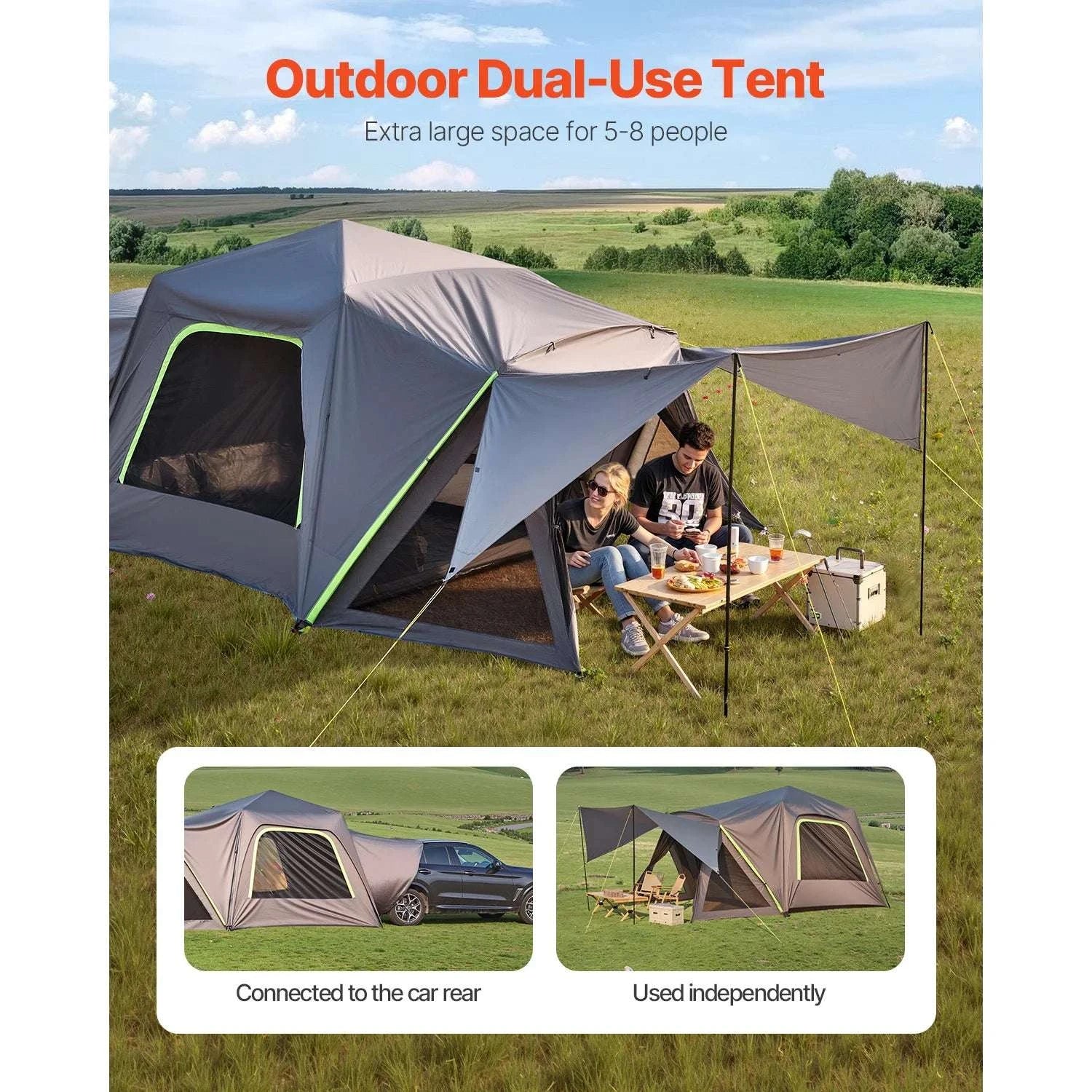SUV Camping Tent with Awning – Waterproof Double Layer for 5–8-10x10ft / Poland
