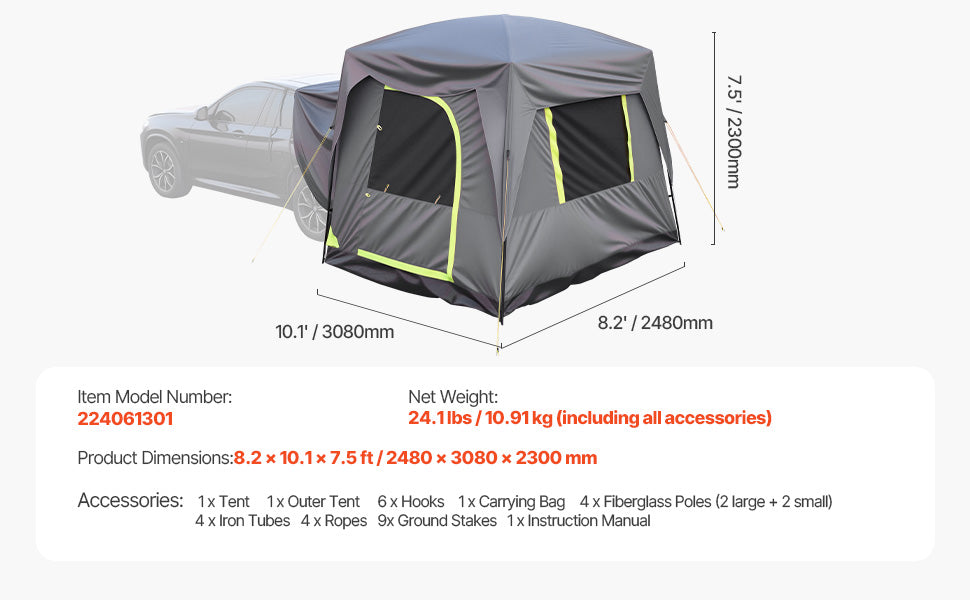 SUV Camping Tent with Awning – Waterproof Double Layer for 5–8