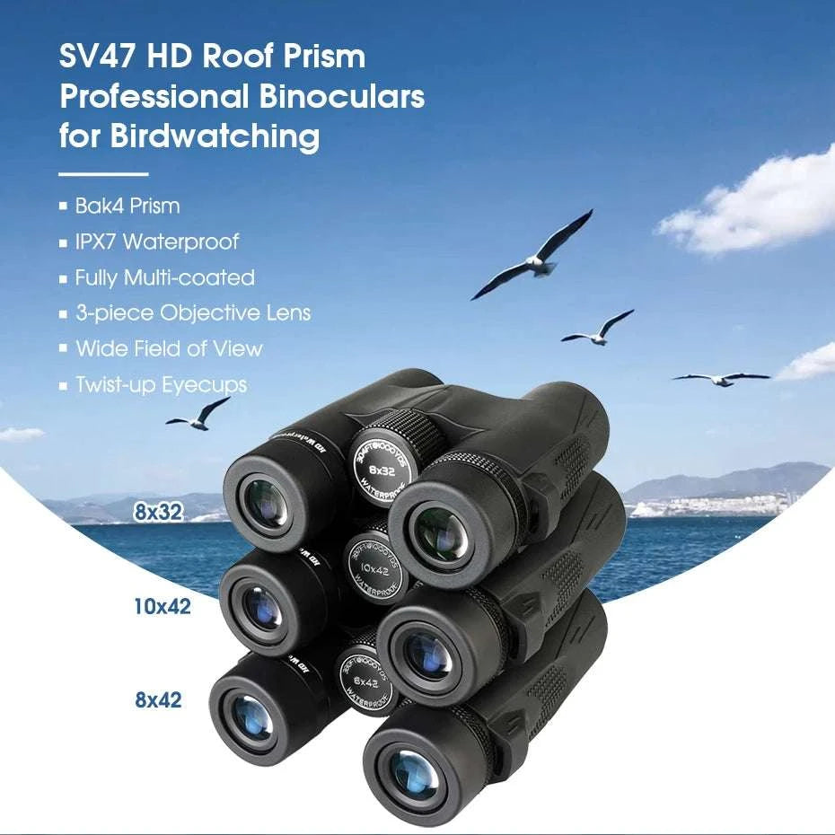 SV47 Waterproof Binoculars 8x/10x Wide View for Birdwatching & Travel-8X42mm