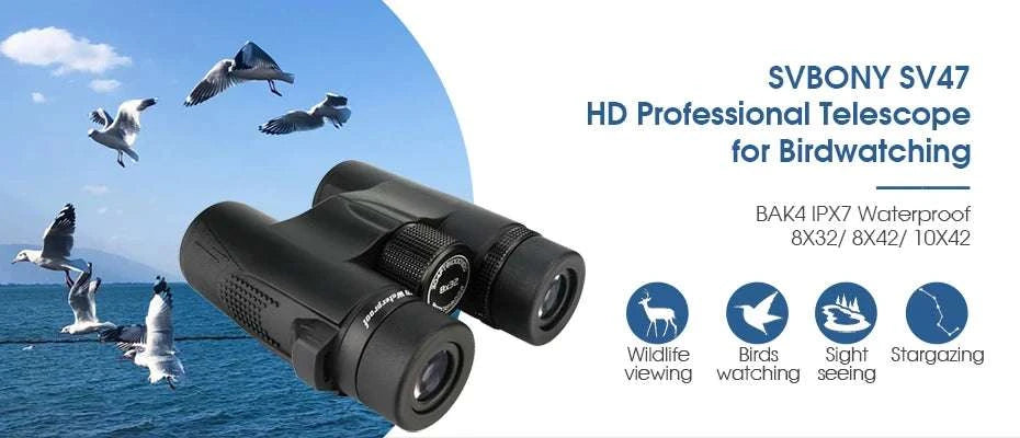 SV47 Waterproof Binoculars 8x/10x Wide View for Birdwatching & Travel-8X42mm