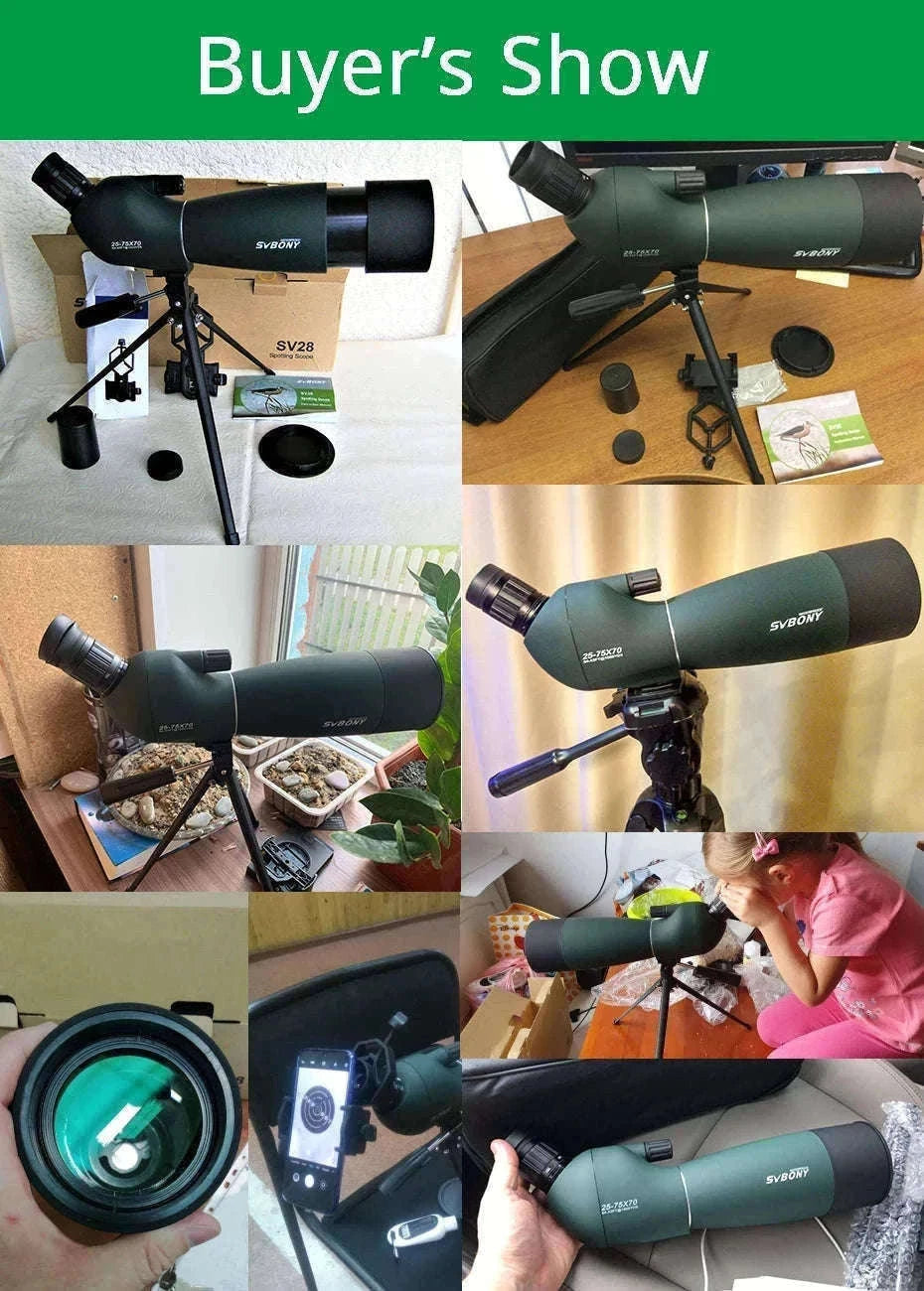 SVBONY SV28 25-75x70 Spotting Scope for Clear Distance Viewing-Black 25-75X70