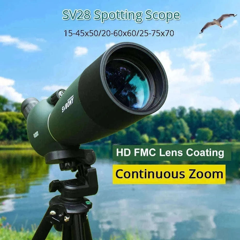 SVBONY SV28 25-75x70 Spotting Scope for Clear Distance Viewing-Black 25-75X70