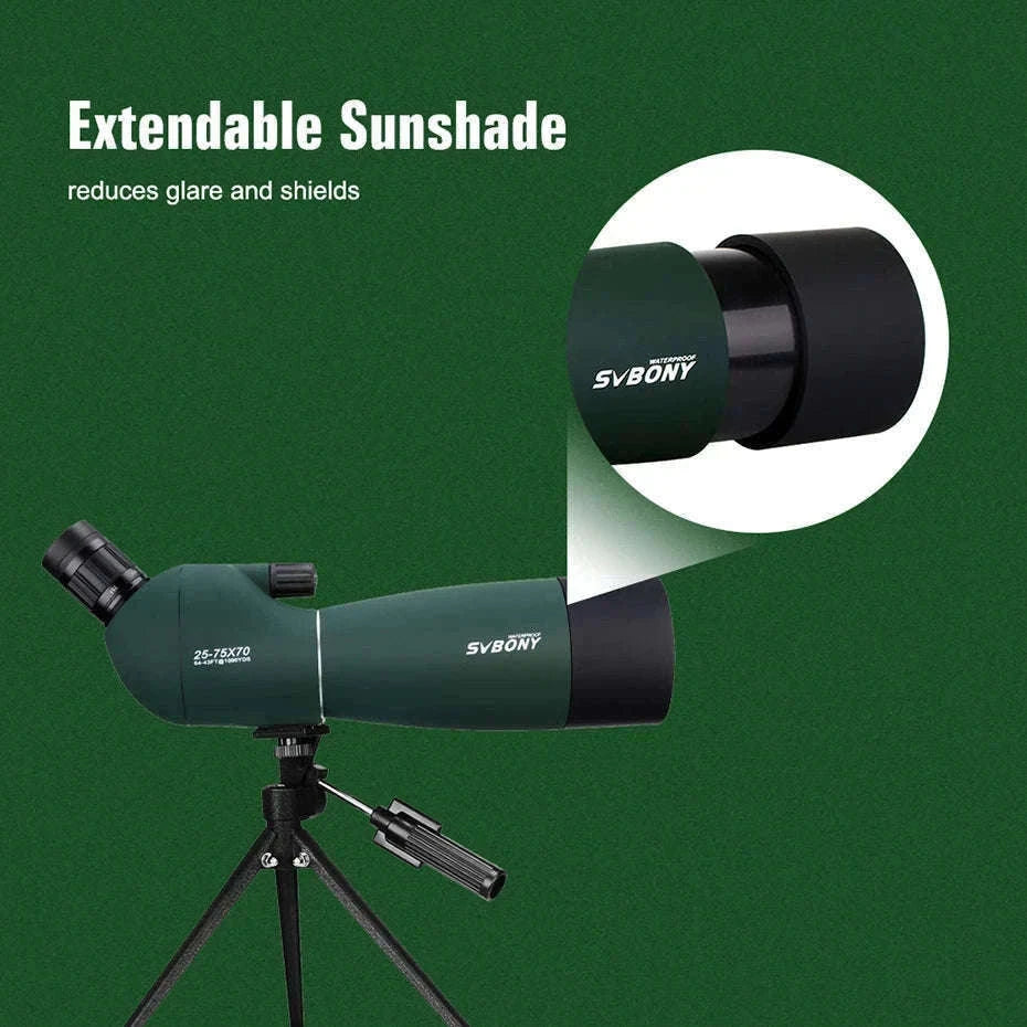 SVBONY SV28 25-75x70 Spotting Scope for Clear Distance Viewing-Black 25-75X70
